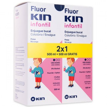 fluor kin infantil colutorio fresa pack 2 x 500ml